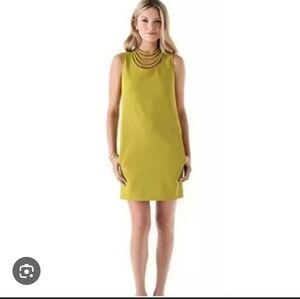 NWT Diane Von Furstenberg Noralie Sleeveless  Shift Dress Golden Green Size 2